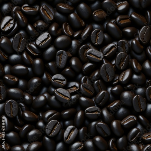 Pile of roasted coffee beans as background  top view