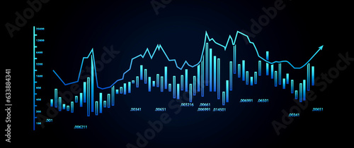 Clean glowing neon vibrant monochromatic blue Stock Market Graphic vector graphic