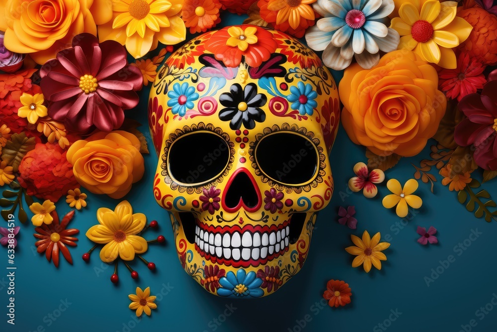 colorful mexican skull