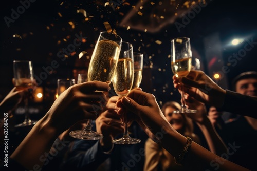 Glamour and Dreams. Friends and Family Raise Their Glasses in a Glamorous New Year's Eve Party to Toast to the Year Ahead. Celebration