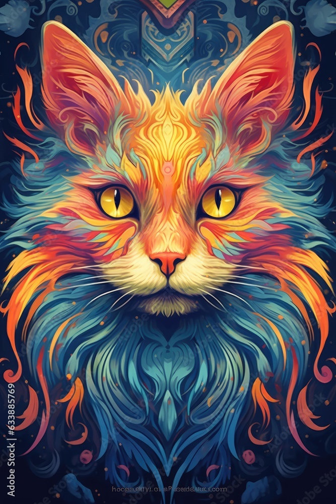 portrait of a colorful cat