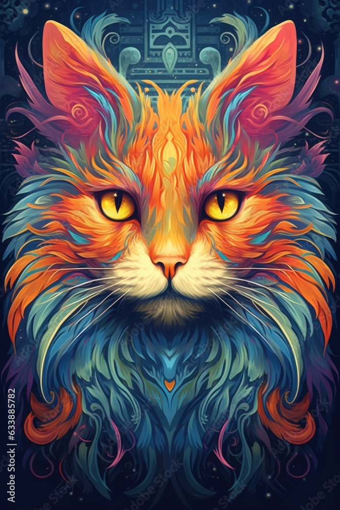 portrait of a colorful cat