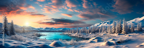 beautiful winter landscape with snow