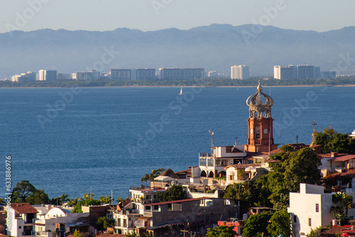 View of the Gringo Gulch and the church in Puerto Vallarta city photo