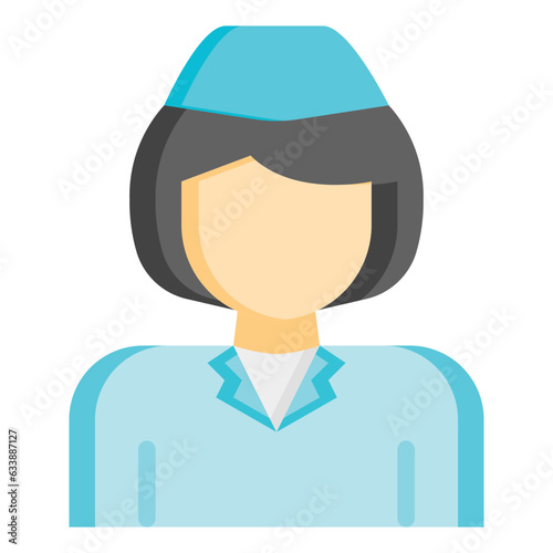 stewardess, air hostess, Aviation, Flight Attendant, Airline Crew Flat Icon