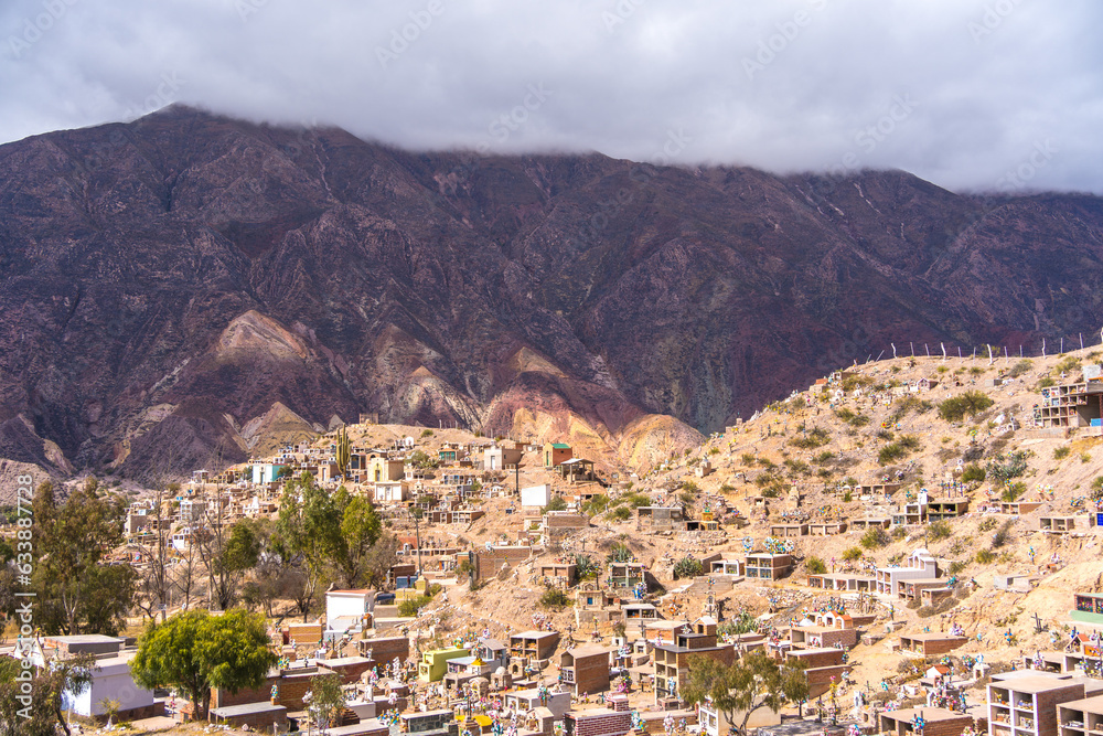 CEMETERY IN THE MOUNTAIN. A FAMOUS PLACE IN THE VILLAGE OF MAIMARA. HUMAHUACA, JUJUY. ARGENTINA.