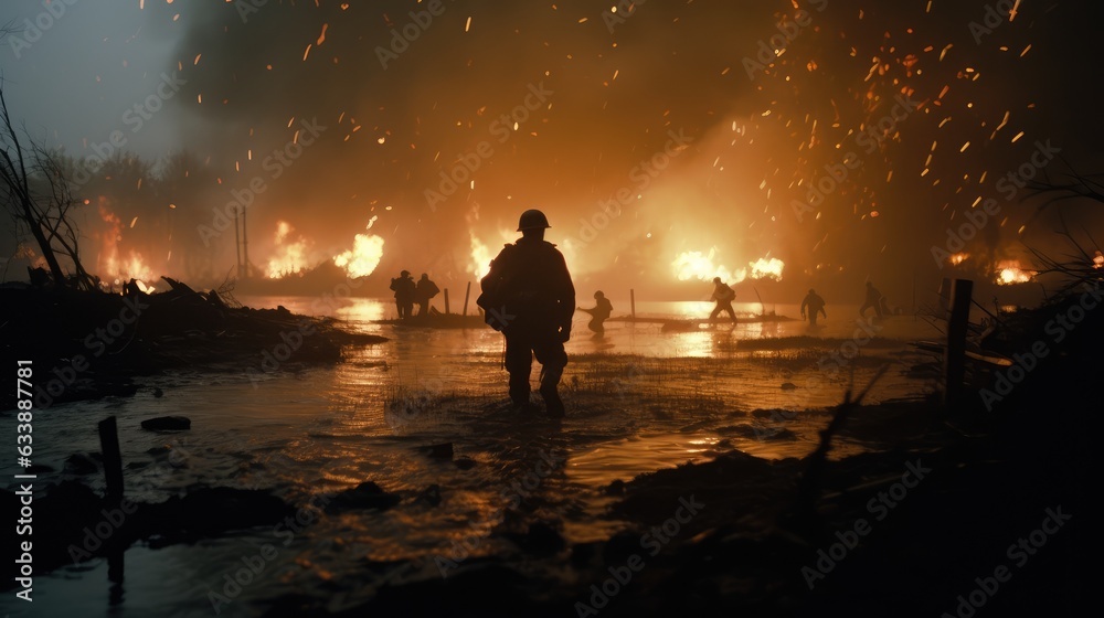 Captivating War Drama: Helenart's Snapshot from Saving Private Ryan. AI GENERATIVE