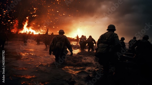 Captivating War Drama: Helenart's Snapshot from Saving Private Ryan. AI GENERATIVE