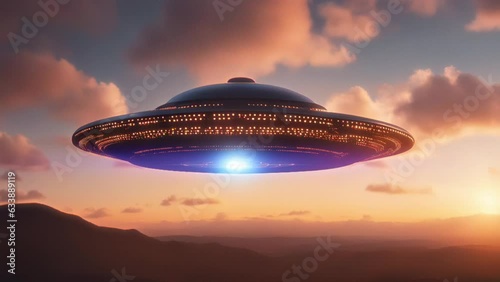 UFO UAP Mothership Colorful Clouds With Light Flare Engine