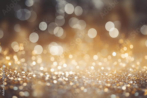 Background of abstract defocused gold glitter lights. background with bokeh. Generative AI