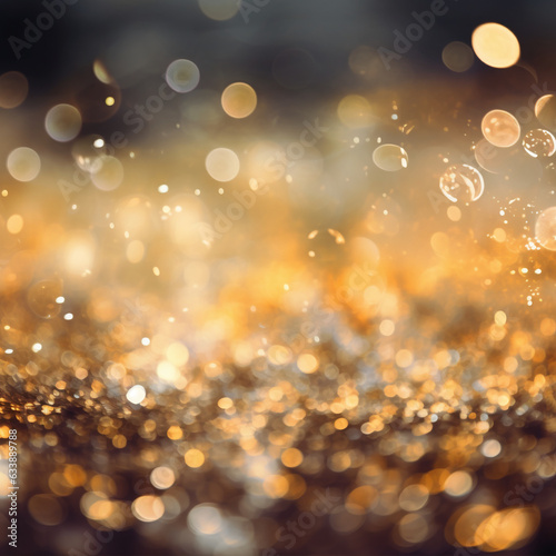 Background of abstract defocused gold glitter lights. background with bokeh. Generative AI © Alina