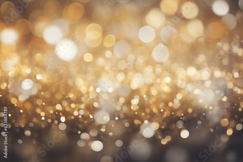 Background of abstract defocused gold glitter lights. background with bokeh. Generative AI