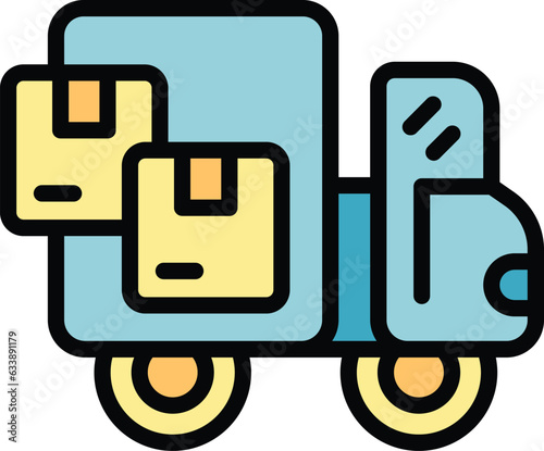 Truck parcel icon outline vector. Digital management. Control product color flat