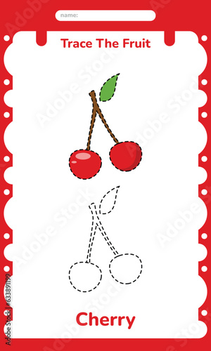 Cherry Fruit Writing Exercise Practice Worksheet for Kids