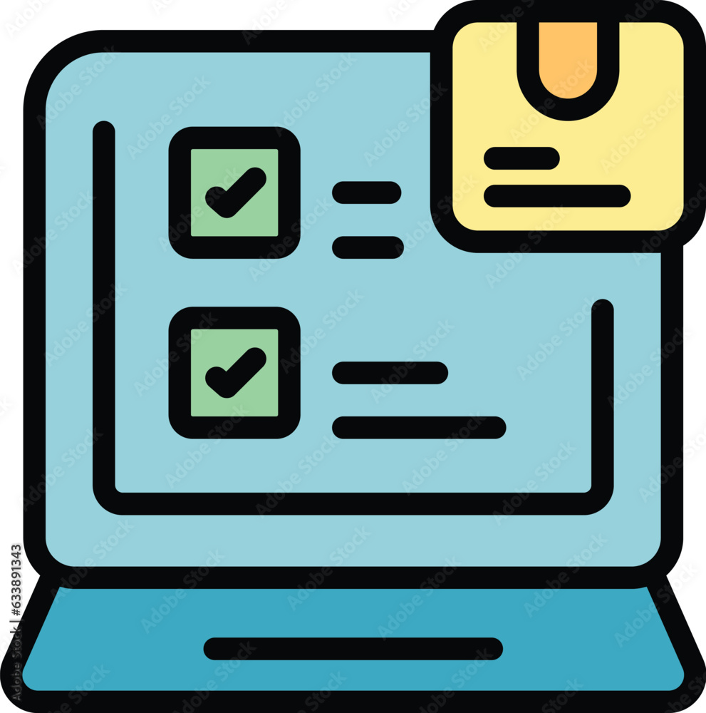 Laptop digital control icon outline vector. Product system. Management inventory color flat Laptop digital control icon outline vector. Product system. Management inventory color flat