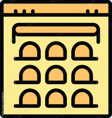Movie calendar icon outline vector. Music film. Video education color flat