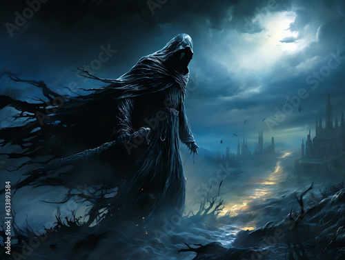 Ethereal Essence, Unveiling a Captivating and Enigmatic Grim Reaper in a Haunting Rendition