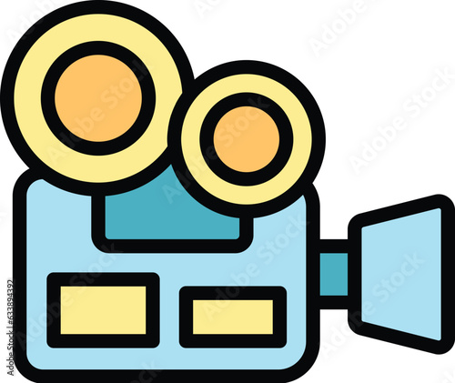 Cinema camera icon outline vector. Movie film. Tv education color flat