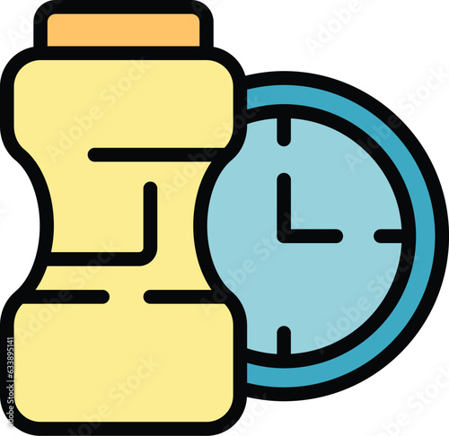 Cleaning time icon outline vector. Home service. Cleaner work color flat