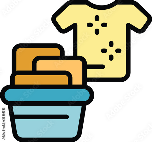 Full clothes basket icon outline vector. House service. Floor company color flat
