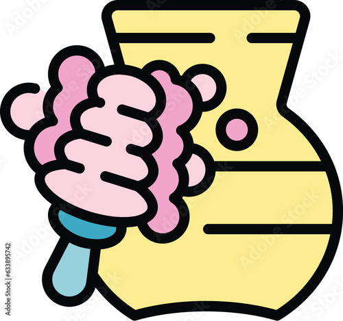 Room object cleaning icon outline vector. Home service. Company floor color flat