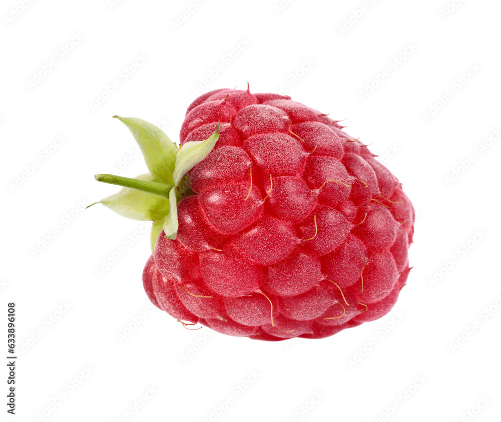 One tasty fresh raspberry isolated on white One tasty fresh raspberry isolated on white