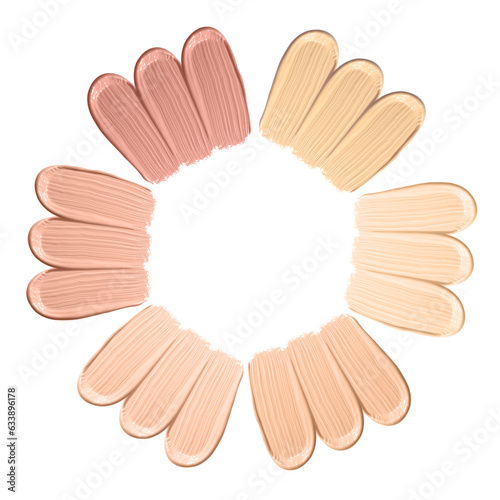 Set of foundation samples in different tones on white background © New Africa