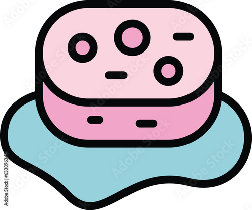 Sponge wash icon outline vector. home service. Company cleanup color flat