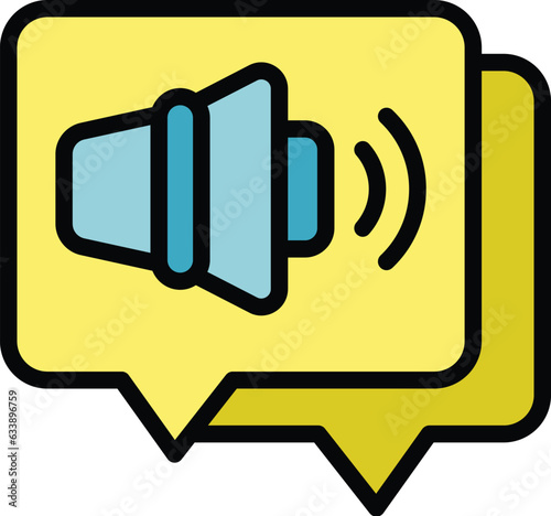 Chat megaphone icon outline vector. Kol leader. Social media color flat