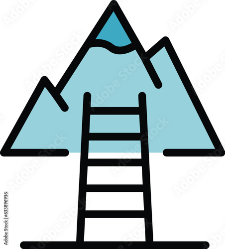 Mountain target icon outline vector. Leader opinion. Social media color flat