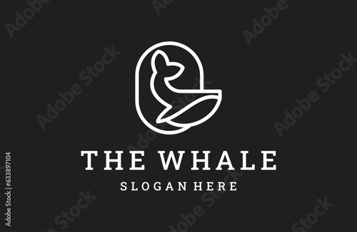 whale humpback logo vector illustration design whale fish 