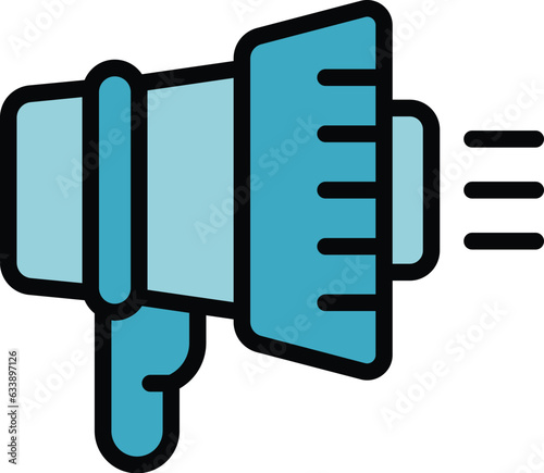 Public megaphone icon outline vector. Key leader. Social media color flat