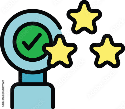 Leader support icon outline vector. Key opinion. Network campaign color flat
