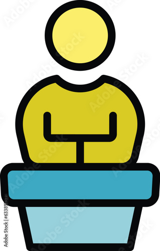 Online speaker icon outline vector. Key leader. Social media color flat