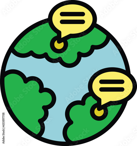 Global key opinion leader icon outline vector. Social kol. Media marketing color flat