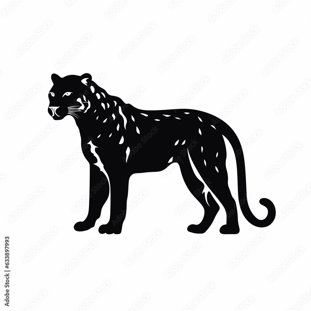 Obraz premium Silhouette leopard vector illustration isolated on white background
