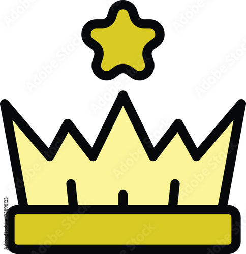 Crown prize icon outline vector. Draw lottery. Box winner color flat