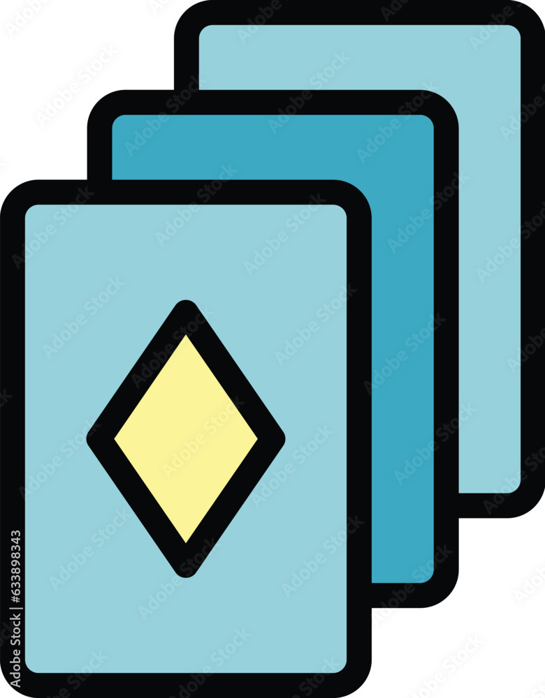 Play cards icon outline vector. Draw lottery. Prize box color flat Play cards icon outline vector. Draw lottery. Prize box color flat