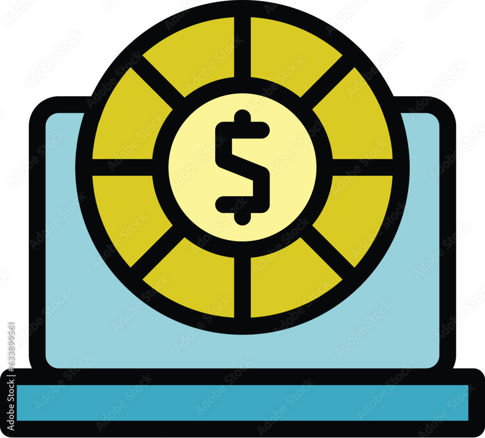 Laptop sweepstake icon outline vector. Draw lottery. Raffle prize color flat