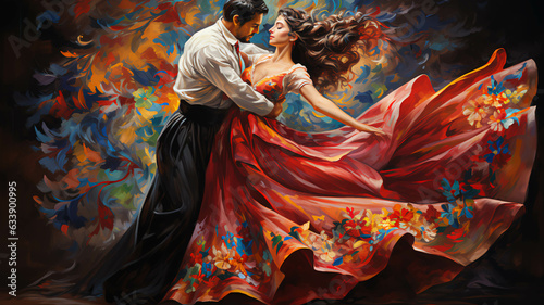 Couple Latin american, mexican folklore, traditional, regional dancers photo