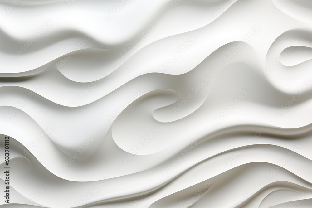 Obraz premium Abstract Wave Background. Minimal White Geometric. 3d rendering