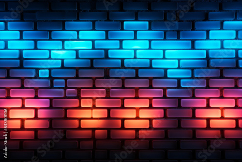 Abstract vivid Neon Effect on Bricks Background  4k Ultra hd