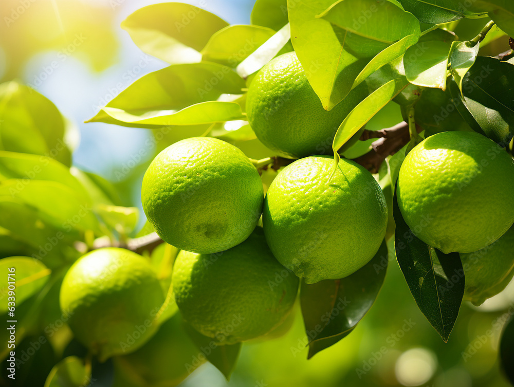 A Close Up of Limes Growing on a Farm A Close Up of Limes Growing on a Farm