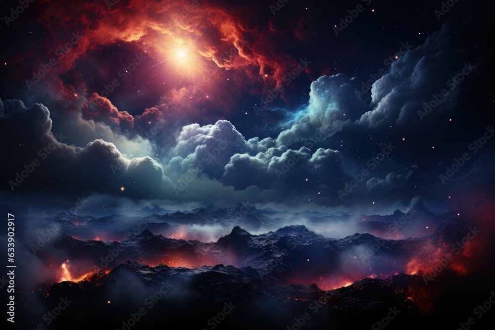 Nebulaic Whispers: Captivating Cosmic Vistas Adorned with Galaxies, Nebulae, and Stars, Inviting the Imagination to Soar and Create Stellar-Themed Designs and Imaginative Masterpieces Generative AI
