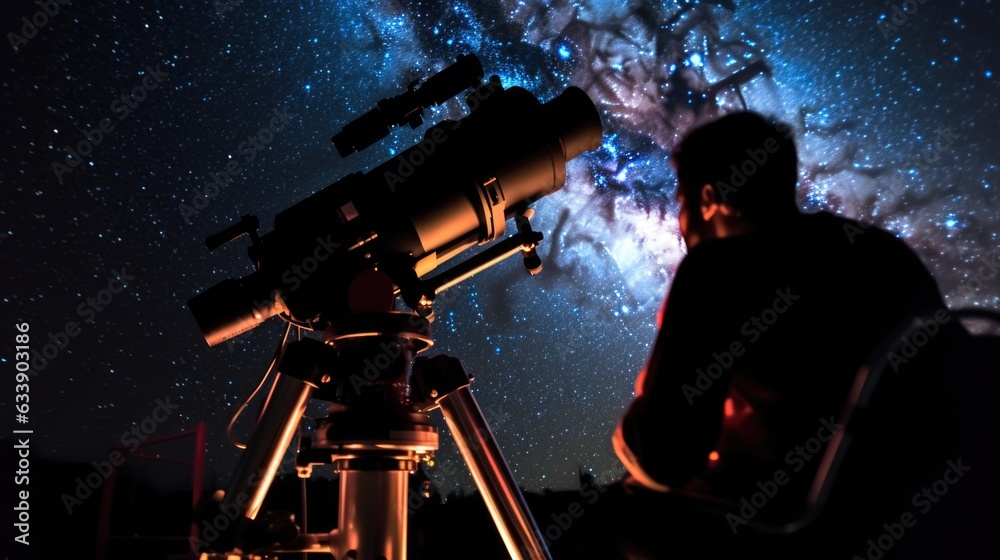 Fototapeta premium astronomer observing the night sky in a high-tech observatory generative ai
