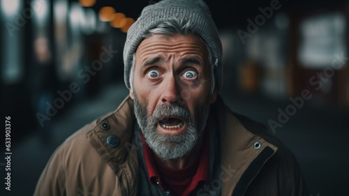 portrait of a surprised man