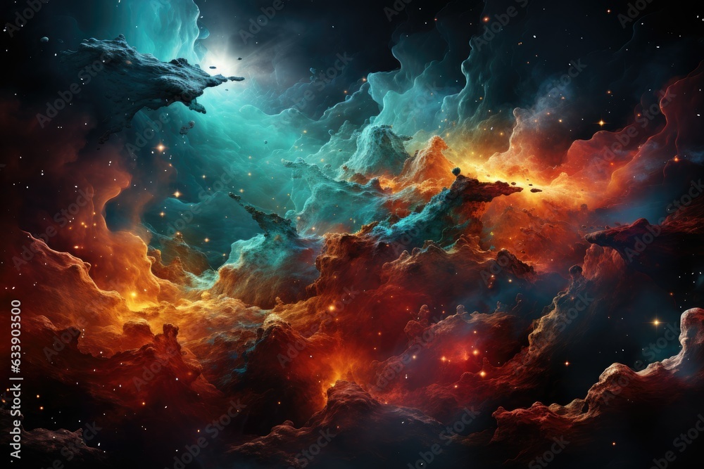 Nebulaic Reverie Manifest: Dynamic Cosmic Backgrounds Infused with Galaxies, Nebulae, and Stars, Evoking the Cosmic Imagination in Space-Themed Designs and Imaginative Compositions Generative AI