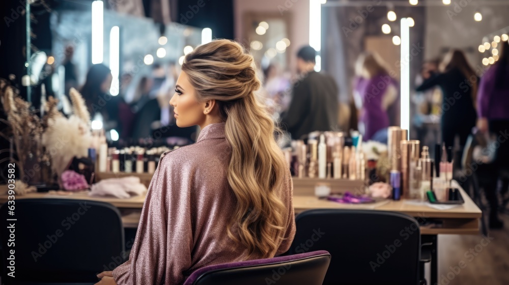 professional makeup artist creating a look for a client in a stylish beauty salon, generative ai professional makeup artist creating a look for a client in a stylish beauty salon, generative ai