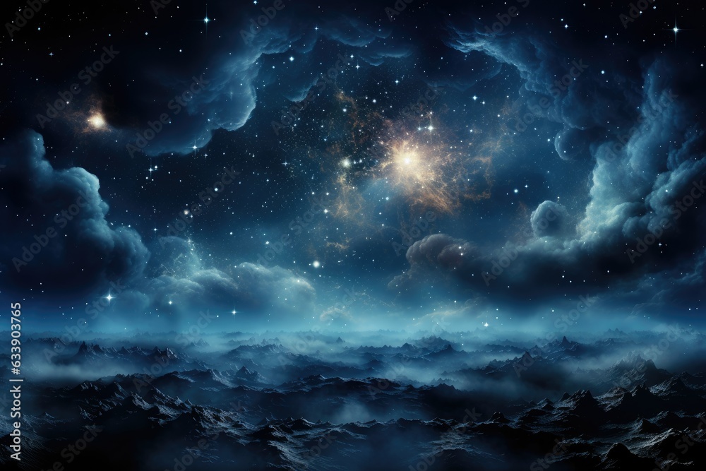 Galaxies' Lullaby: Cosmic Backgrounds Graced by Nebulae, and Stars, Offering a Cosmic Retreat for Artistic Exploration and Space-Themed Design Generative AI