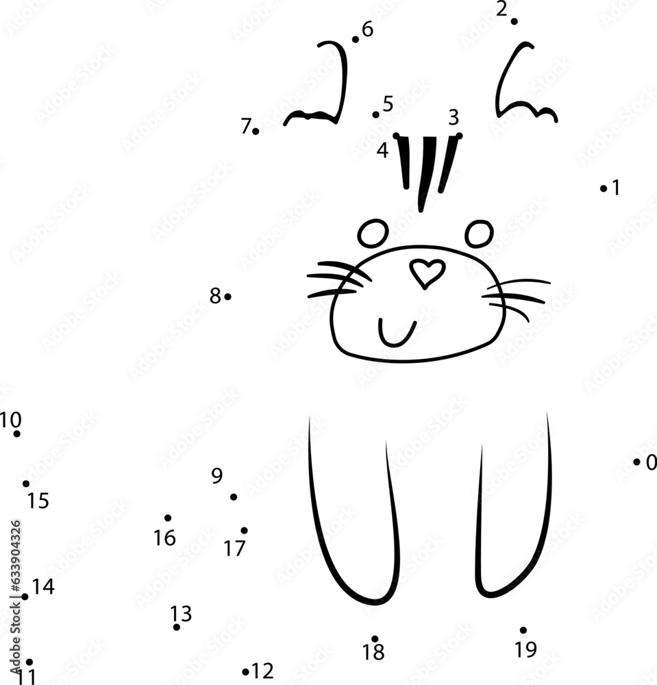 Connect the dots game. Cat printable worksheet for kids. Can be used as ...